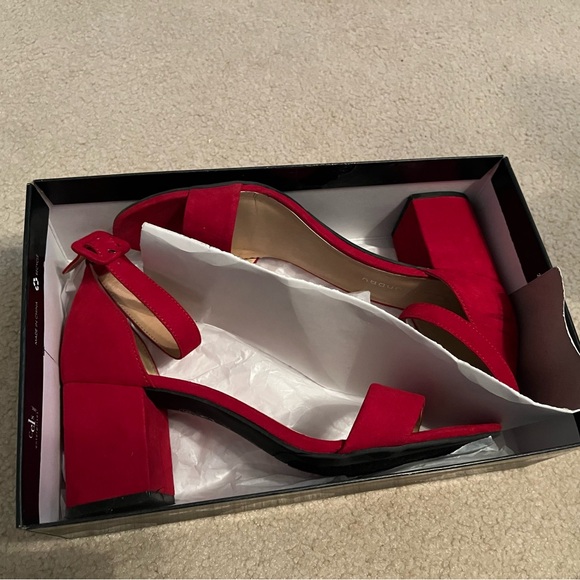 Ruby Red Block Heels - Picture 8 of 9